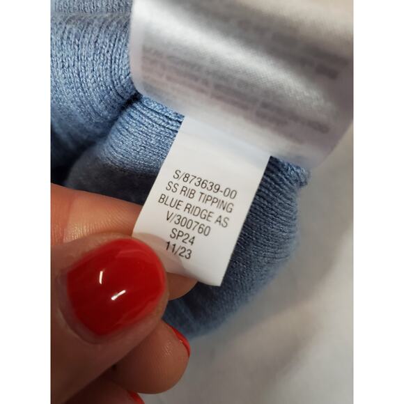 Gap Mens Medium RIBBED BUTTON FRONT POLO SHIRT Blue Knit Cotton - Picture 8 of 12